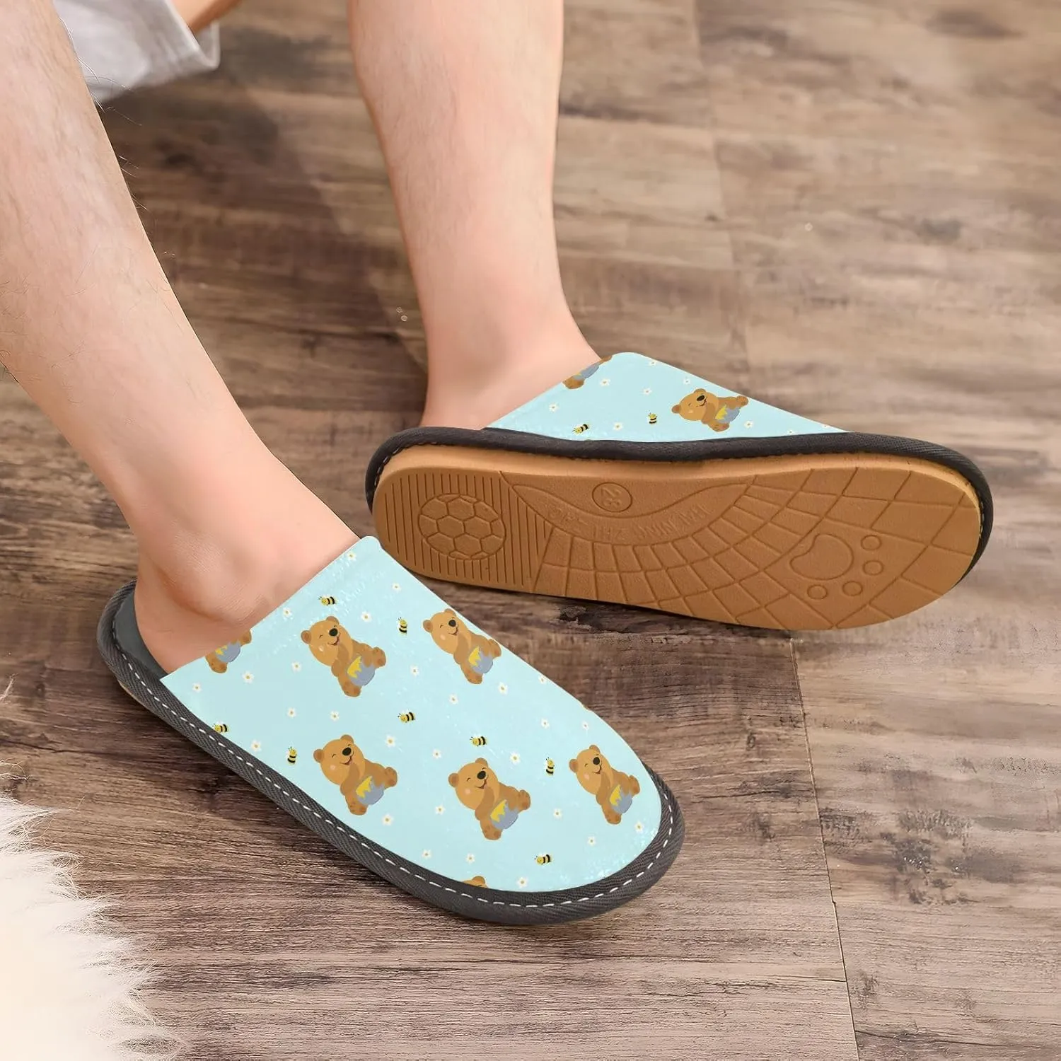 Women's Mens Cute Pattern Chic Cosy Slip-On Slippers,Casual Linning Breathable Memory Foam Scuff Winter House Bedroom Shoes Gift for Unisex Indoor/Outdoor Size 4-11