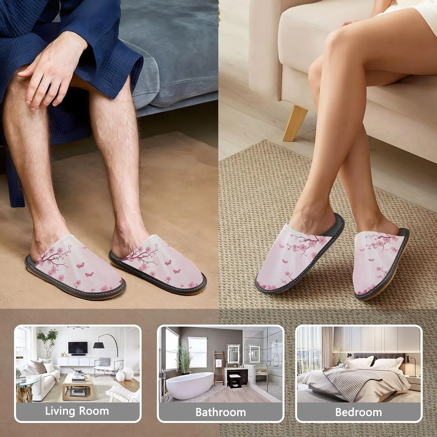 Women's Mens Cute Pattern Chic Cosy Slip-On Slippers,Casual Linning Breathable Memory Foam Scuff Winter House Bedroom Shoes Gift for Unisex Indoor/Outdoor Size 4-11