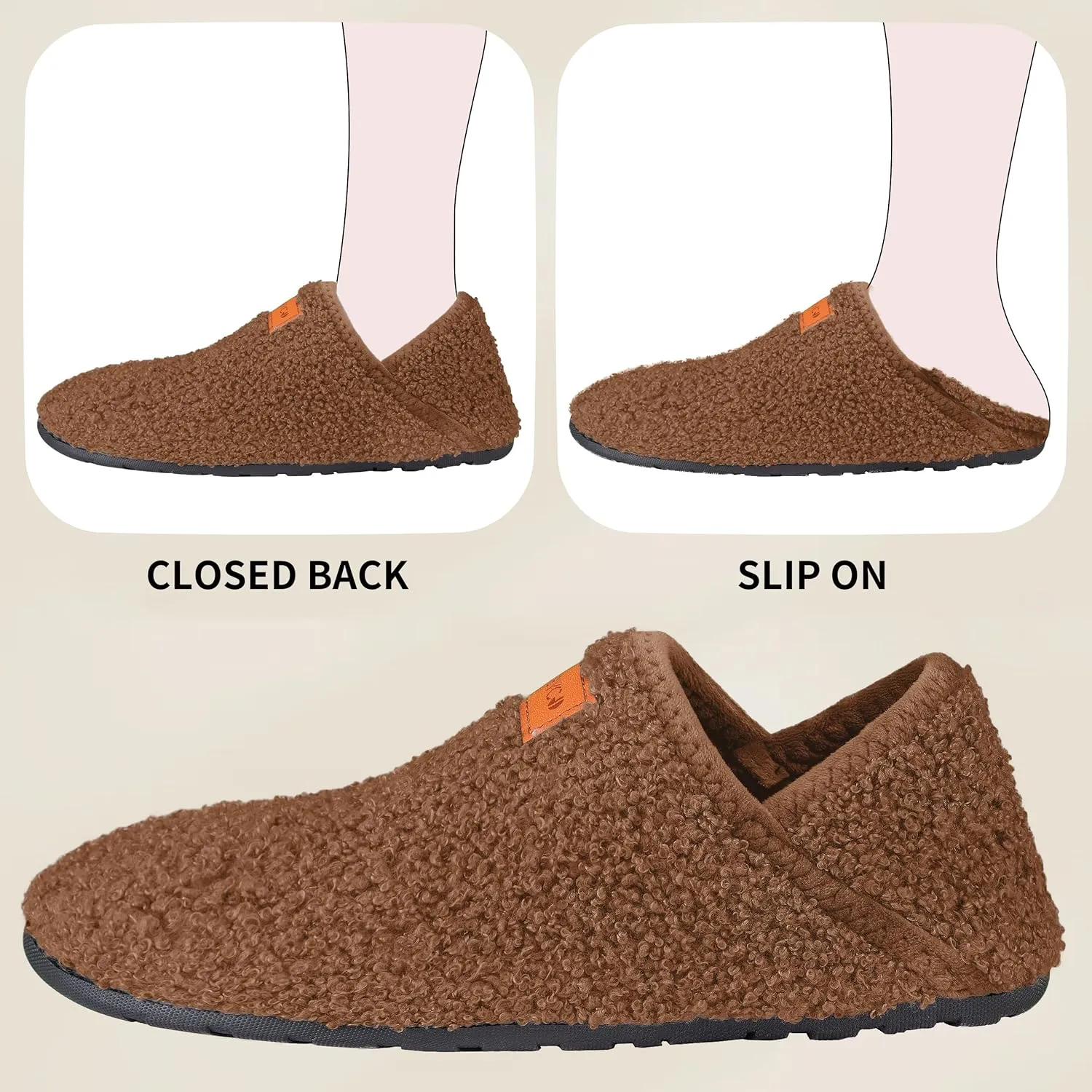 Women's Men's Fuzzy Fur Slippers Casual House Shoes Non Slip Barefoot Slipper Socks Warm Closed Back Indoor Outdoor Shoes