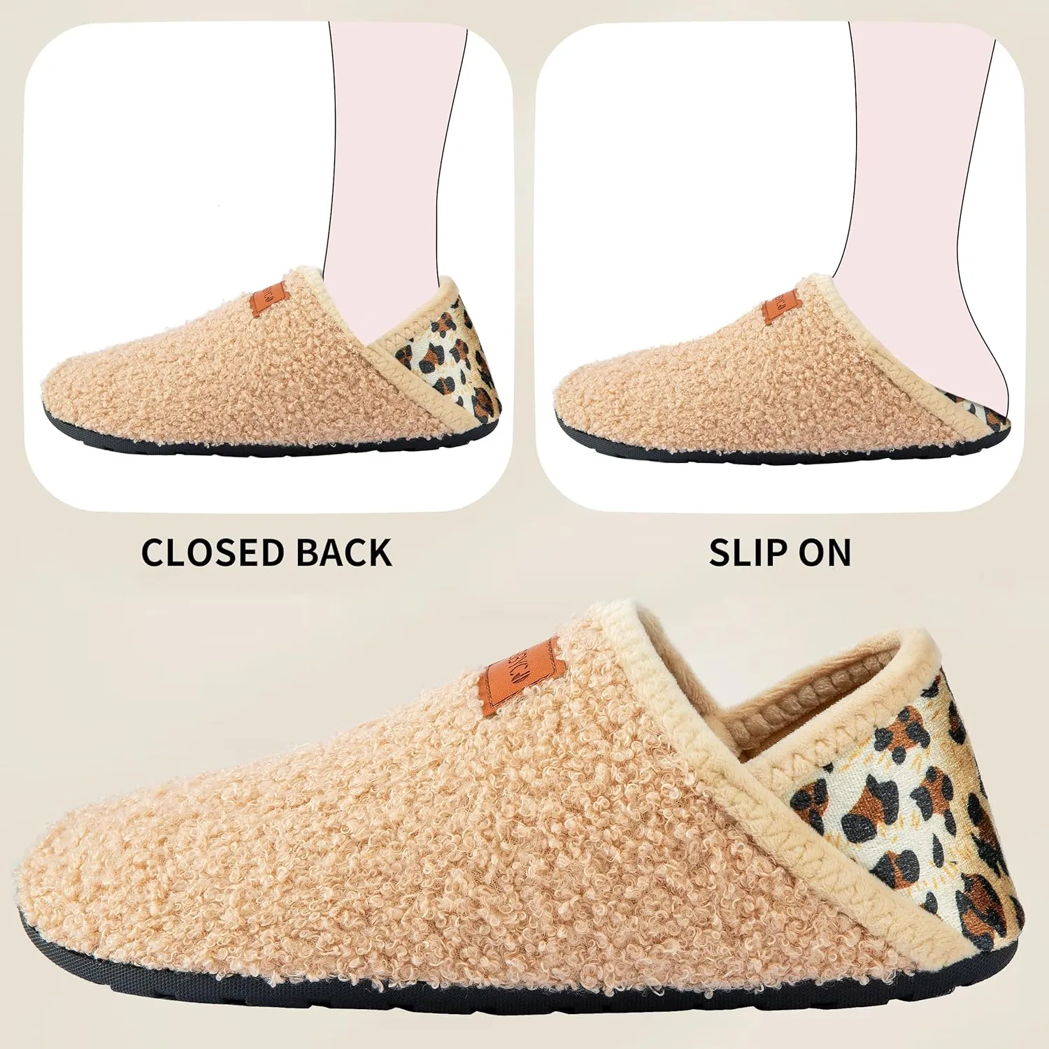Women's Men's Fuzzy Fur Slippers Casual House Shoes Non Slip Barefoot Slipper Socks Warm Closed Back Indoor Outdoor Shoes