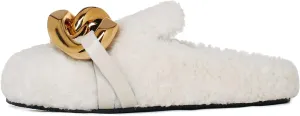 Women's Mules Flat Soft Teddy Twist Golden Chain Wool Slippers