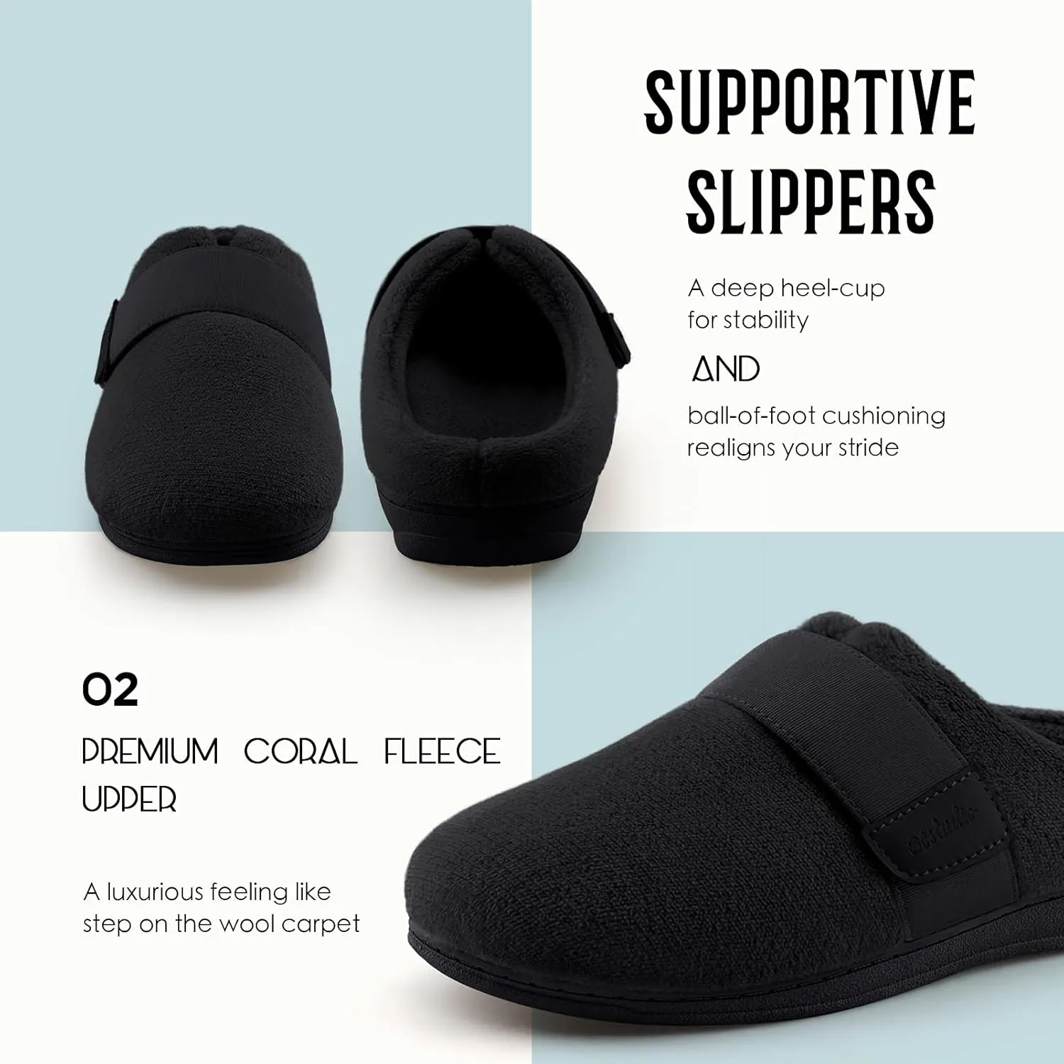 Women’s Orthotic House Slippers with Arch Support Adjustable Fuzzy Ladies Shoes