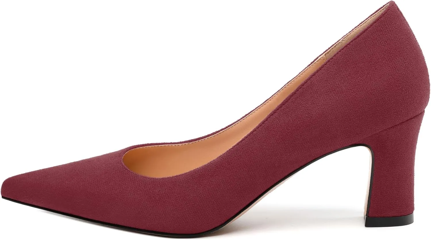 Women's Pumps, Pointed Closed Toe Fashion Chunky Heels, Slip On Mid Heel Shoes for Women