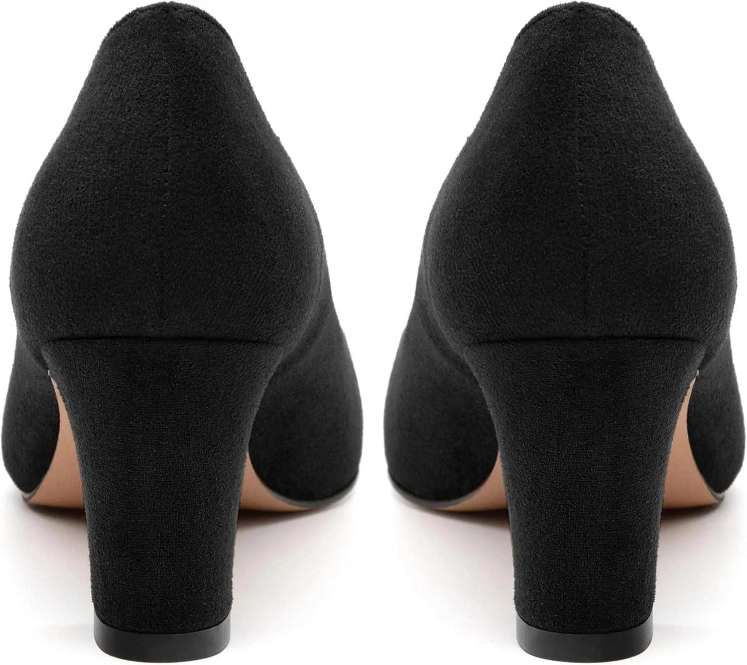 Women's Pumps, Pointed Closed Toe Fashion Chunky Heels, Slip On Mid Heel Shoes for Women