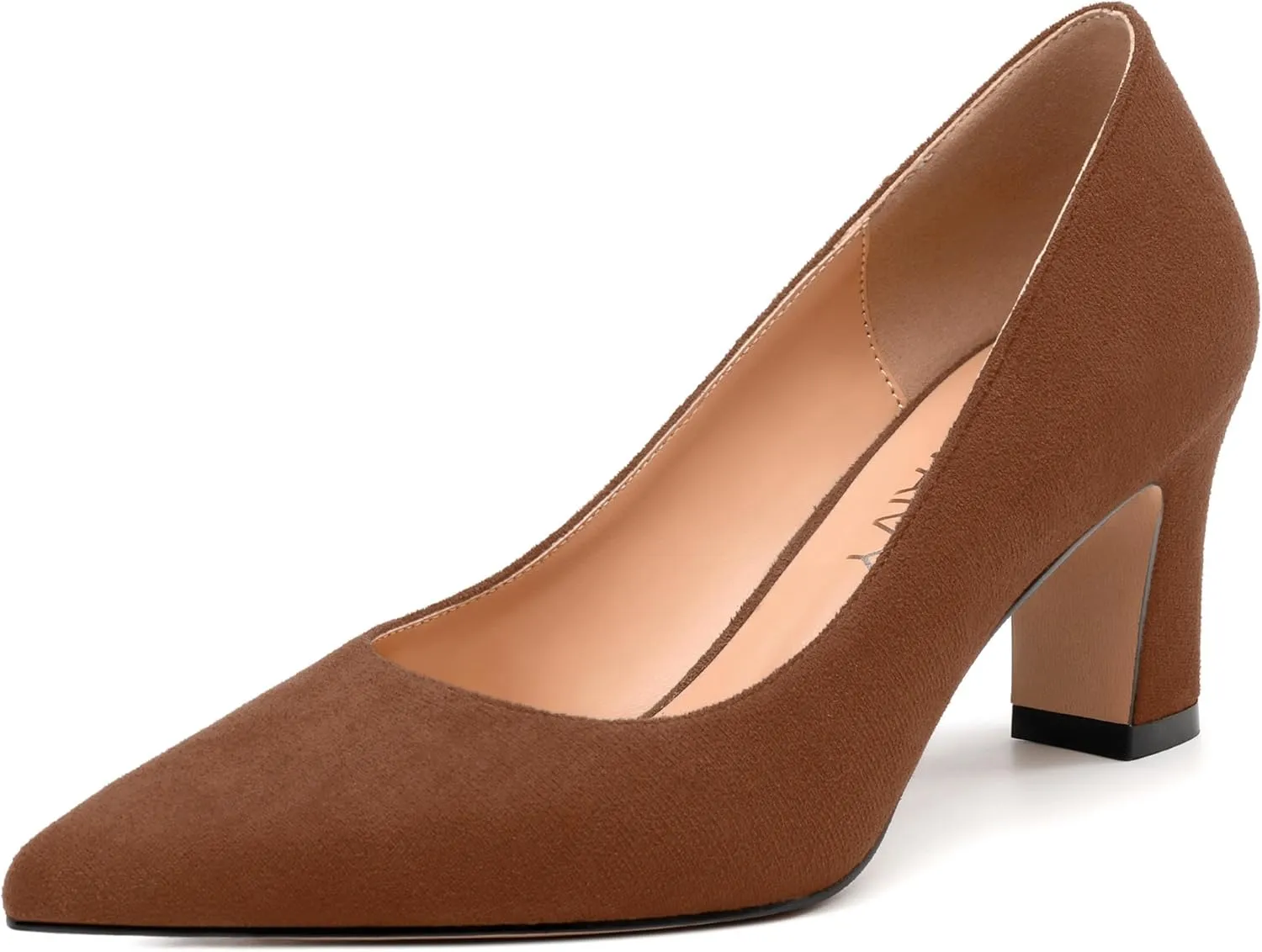 Women's Pumps, Pointed Closed Toe Fashion Chunky Heels, Slip On Mid Heel Shoes for Women