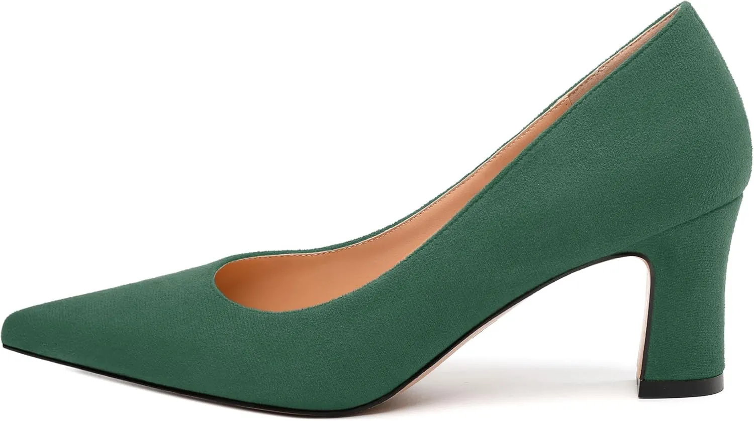 Women's Pumps, Pointed Closed Toe Fashion Chunky Heels, Slip On Mid Heel Shoes for Women