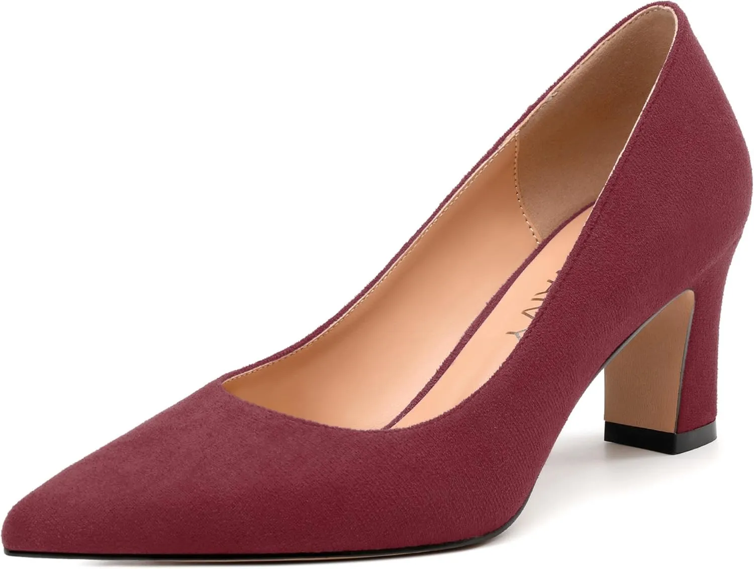 Women's Pumps, Pointed Closed Toe Fashion Chunky Heels, Slip On Mid Heel Shoes for Women