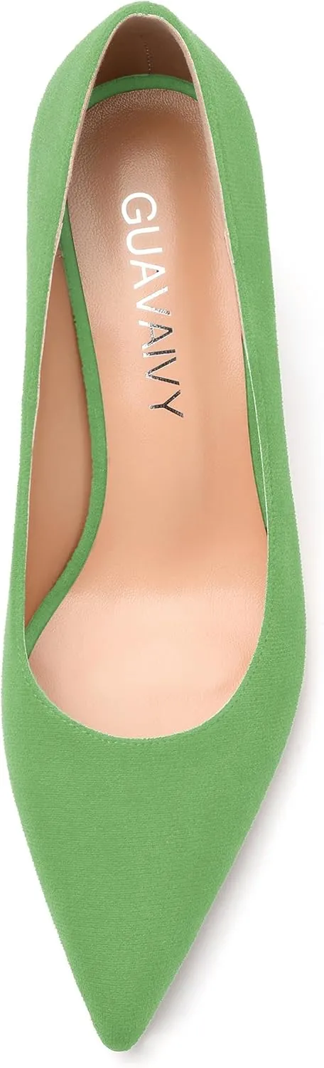 Women's Pumps, Pointed Closed Toe Fashion Chunky Heels, Slip On Mid Heel Shoes for Women