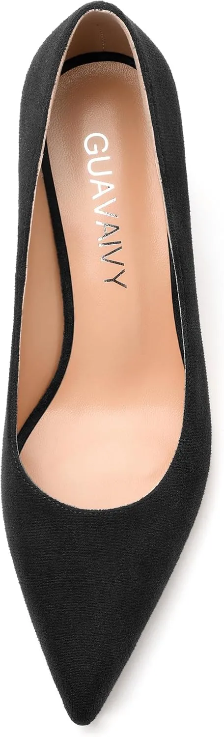 Women's Pumps, Pointed Closed Toe Fashion Chunky Heels, Slip On Mid Heel Shoes for Women