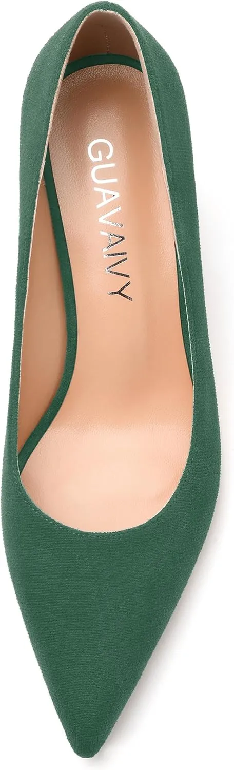 Women's Pumps, Pointed Closed Toe Fashion Chunky Heels, Slip On Mid Heel Shoes for Women