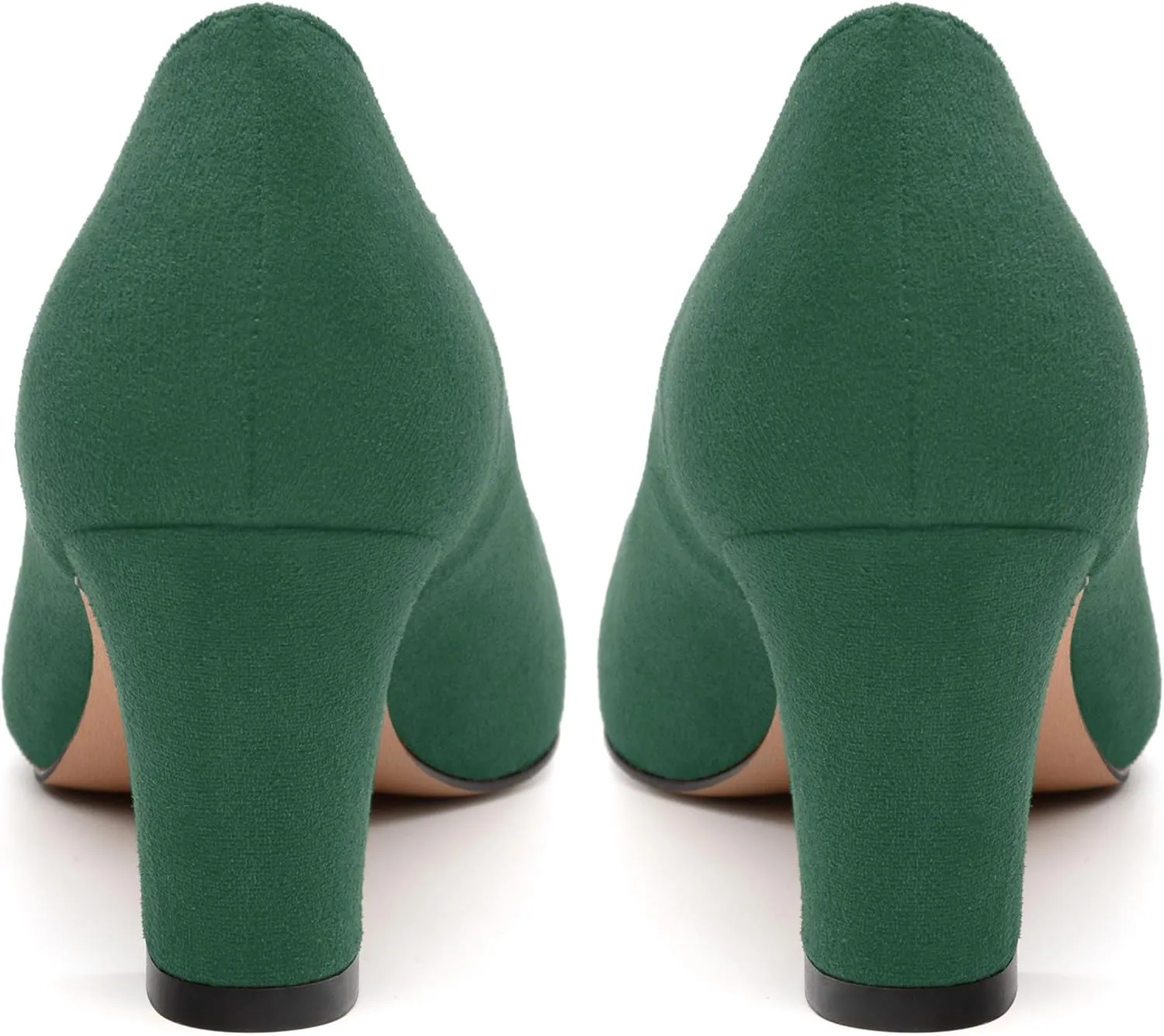 Women's Pumps, Pointed Closed Toe Fashion Chunky Heels, Slip On Mid Heel Shoes for Women