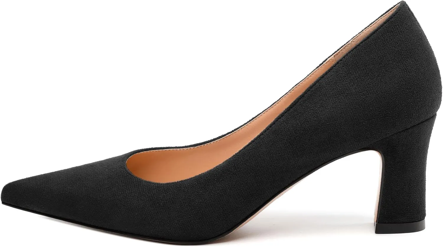 Women's Pumps, Pointed Closed Toe Fashion Chunky Heels, Slip On Mid Heel Shoes for Women