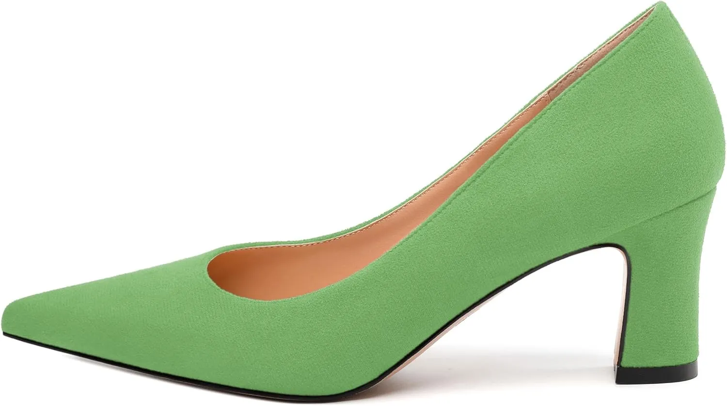 Women's Pumps, Pointed Closed Toe Fashion Chunky Heels, Slip On Mid Heel Shoes for Women