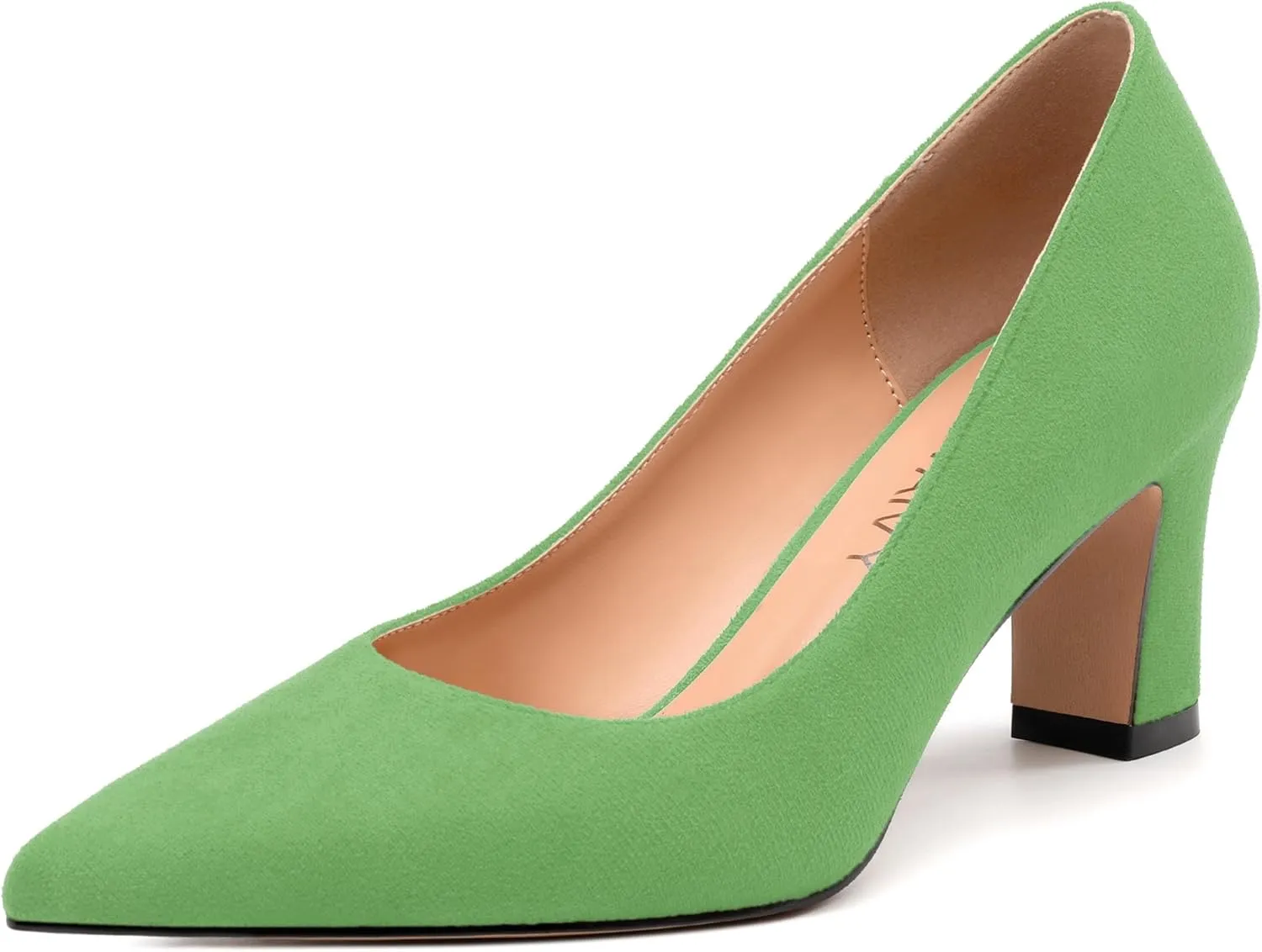Women's Pumps, Pointed Closed Toe Fashion Chunky Heels, Slip On Mid Heel Shoes for Women