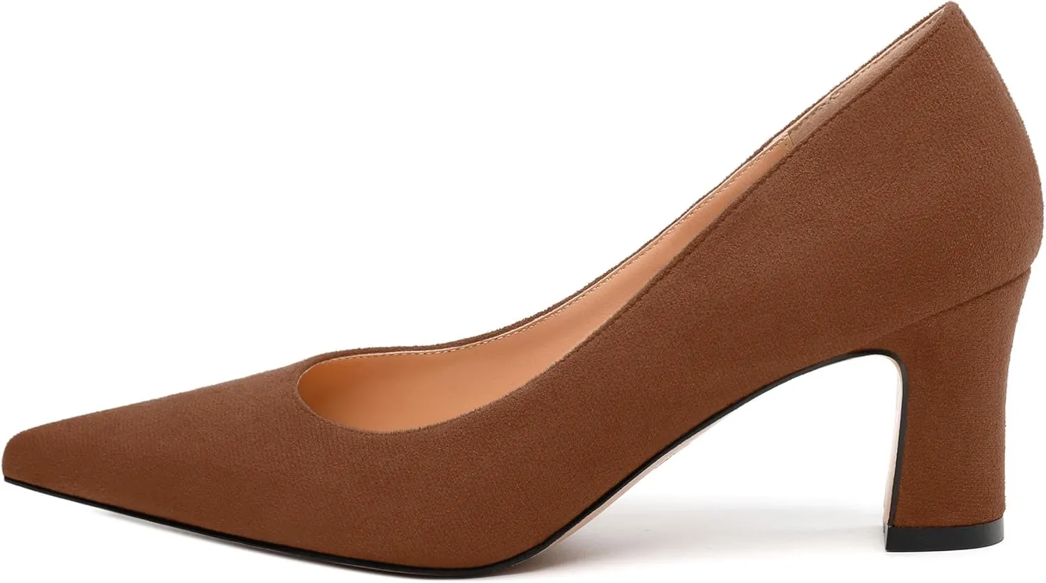 Women's Pumps, Pointed Closed Toe Fashion Chunky Heels, Slip On Mid Heel Shoes for Women