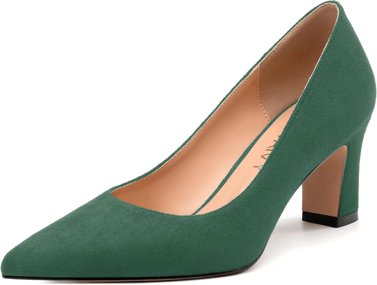 Women's Pumps, Pointed Closed Toe Fashion Chunky Heels, Slip On Mid Heel Shoes for Women