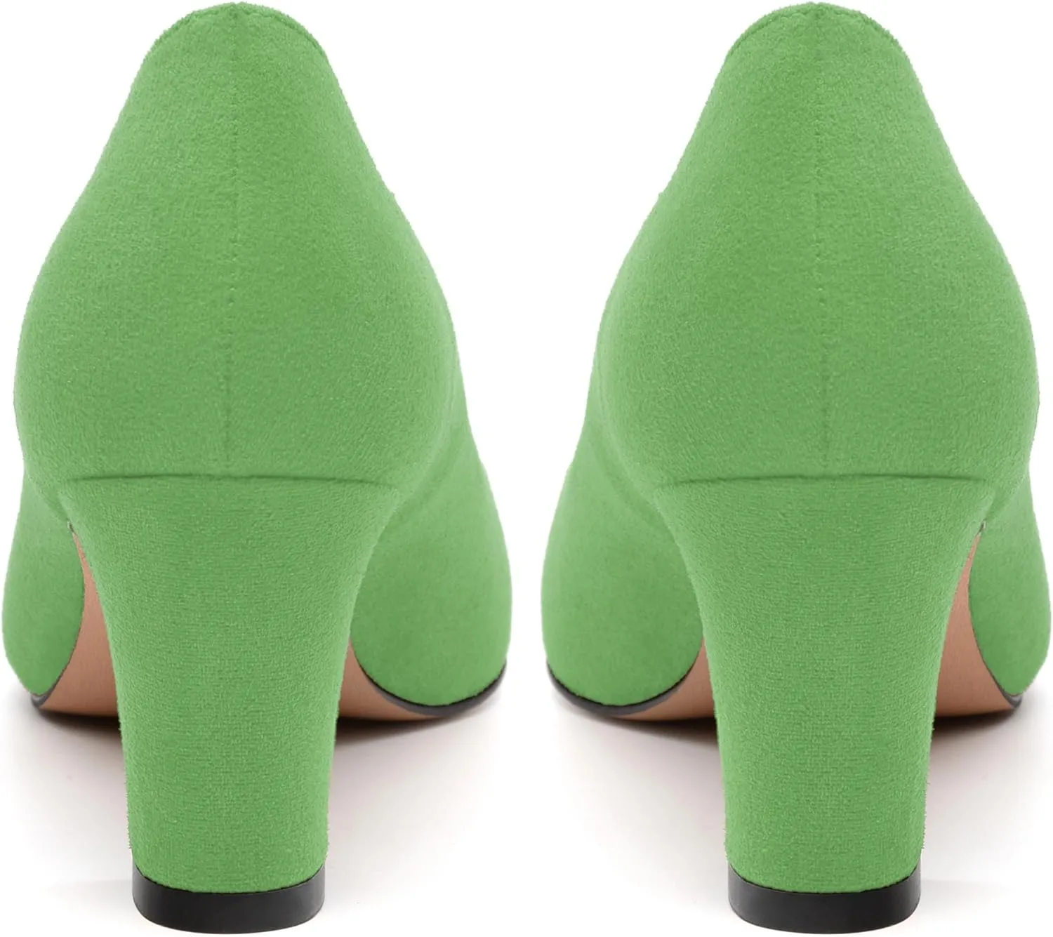 Women's Pumps, Pointed Closed Toe Fashion Chunky Heels, Slip On Mid Heel Shoes for Women