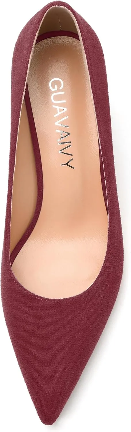 Women's Pumps, Pointed Closed Toe Fashion Chunky Heels, Slip On Mid Heel Shoes for Women