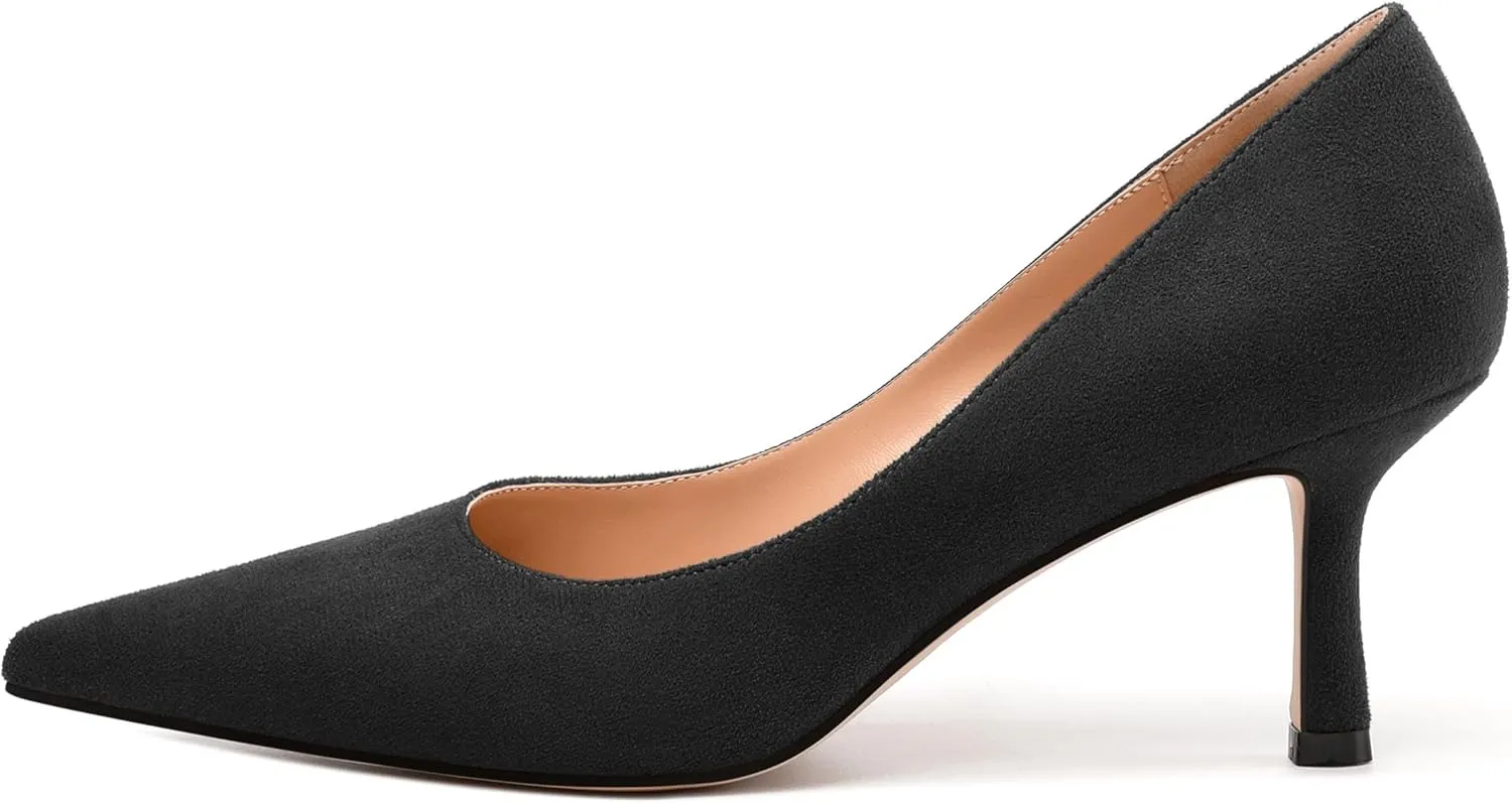 Women's Pumps, Pointed Closed Toe High Heels, Fashion Mid Heel Slip on Shoes for Women