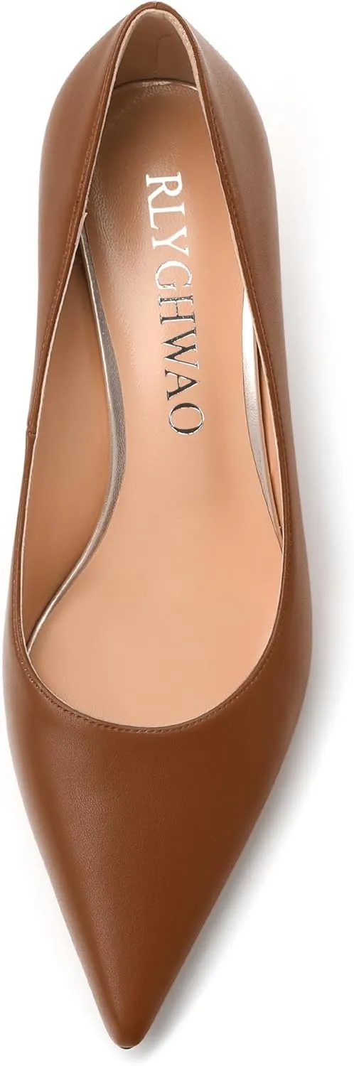 Women's Pumps, Pointed Closed Toe High Heels, Fashion Mid Heel Slip on Shoes for Women