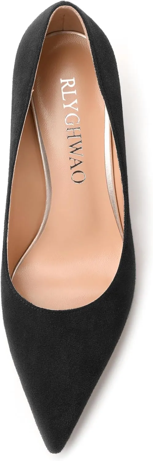 Women's Pumps, Pointed Closed Toe High Heels, Fashion Mid Heel Slip on Shoes for Women