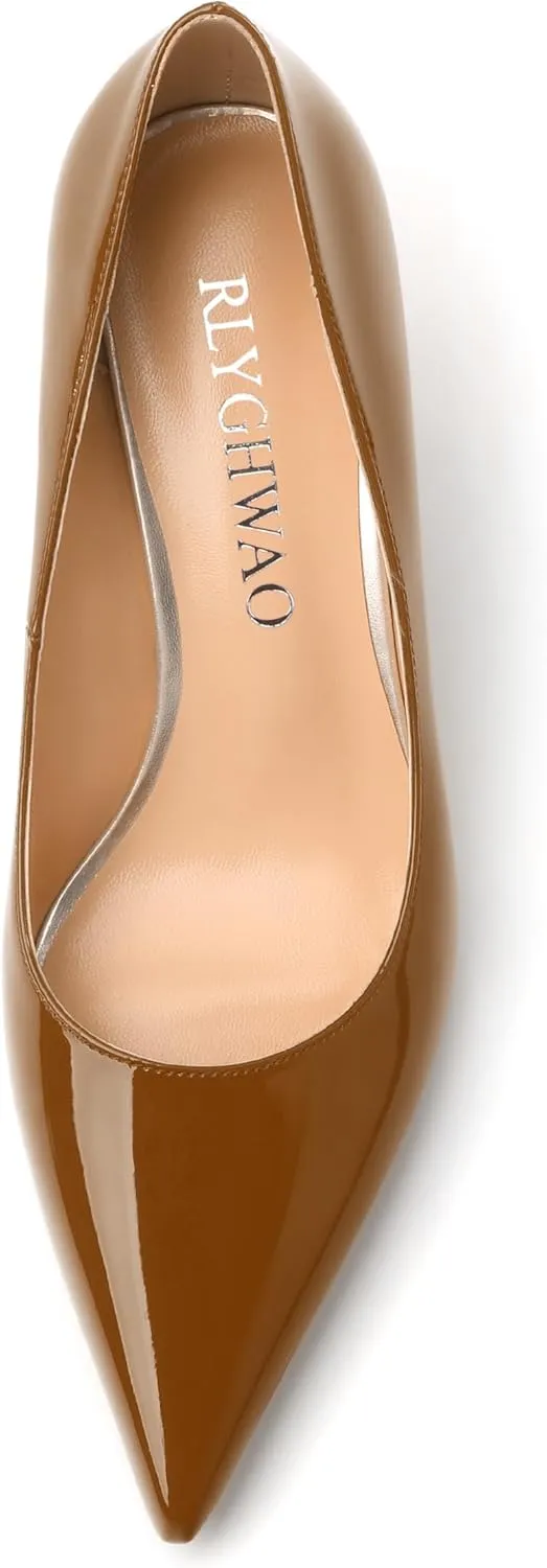 Women's Pumps, Pointed Closed Toe High Heels, Fashion Mid Heel Slip on Shoes for Women
