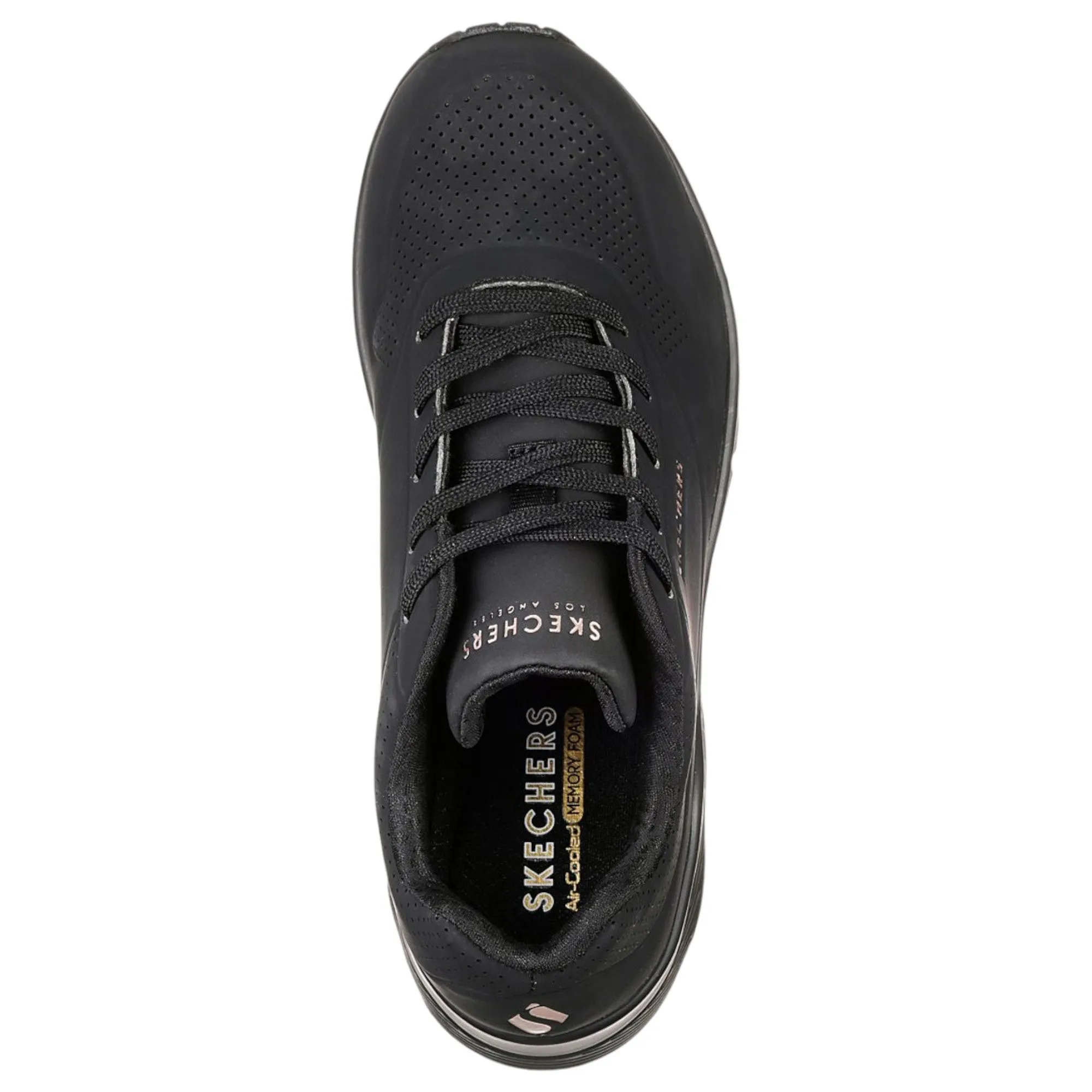 Womens Skechers Uno - Stand On Air Black/Black Lace Up Sneaker Shoes