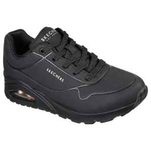 Womens Skechers Uno - Stand On Air Black/Black Lace Up Sneaker Shoes