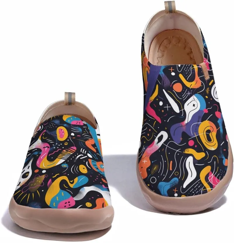 Women's Slip On Art Travel Shoes Lightweight Knit Sneaker Comfortable Walking Loafer Flat