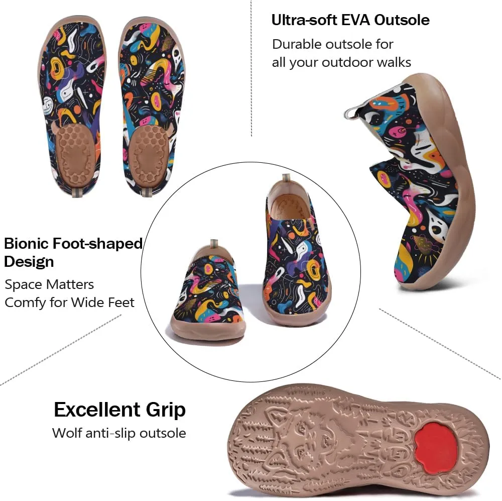 Women's Slip On Art Travel Shoes Lightweight Knit Sneaker Comfortable Walking Loafer Flat