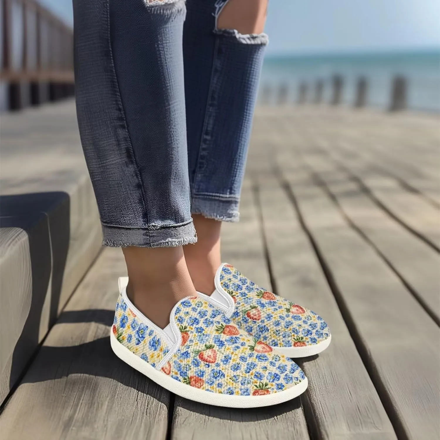 Women's Slip On Flat Fashion Comfortable Dressy Loafer Shoes Round Toe Lightweight Shoes for Office Work Daily Wear Gifts for Wife Mom Sister US Size 6-11