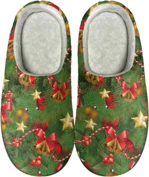 Women's Slip-On Slippers Warm Closed Toe House Sandals Anti-Skid Sole with Wide Widths Slipper Fall Shoes