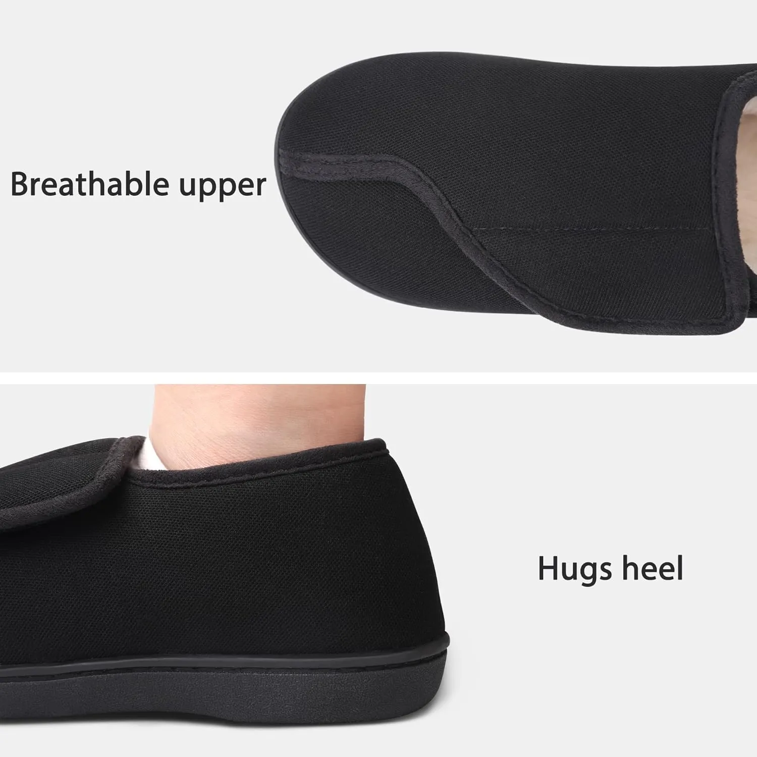 Womens Slippers Adjustable Closure Toe Swollen Feet Diabetic Slipper Shoes Memory Foam Comfy House Shoes…