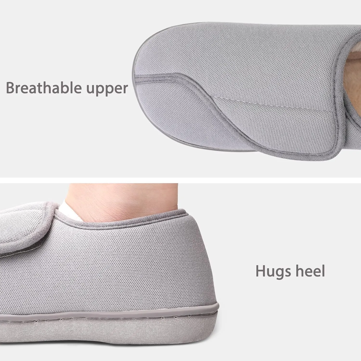 Womens Slippers Adjustable Closure Toe Swollen Feet Diabetic Slipper Shoes Memory Foam Comfy House Shoes…