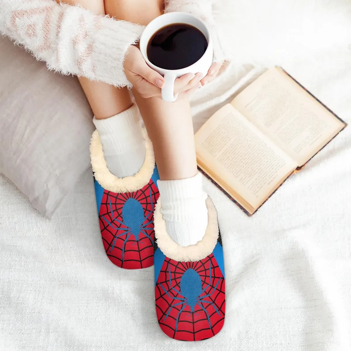 Women's Slippers Comfy Warm House Slippers for Women Men, Fuzzy Slip-on Plush Ladies Slippers Socks for Winter Bedroom Indoor and Outdoor