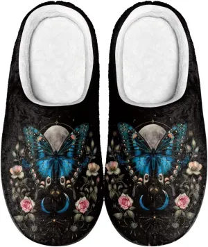 Womens Slippers Warm House Slippers Black Scuff Slippers Slipper On Slippers for Indoor and Outdoor