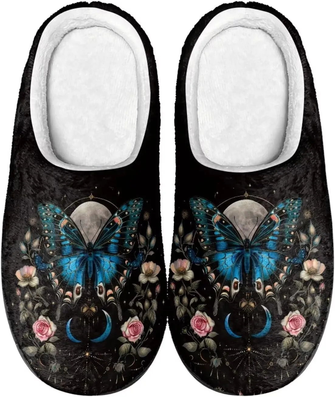 Womens Slippers Warm House Slippers Black Scuff Slippers Slipper On Slippers for Indoor and Outdoor