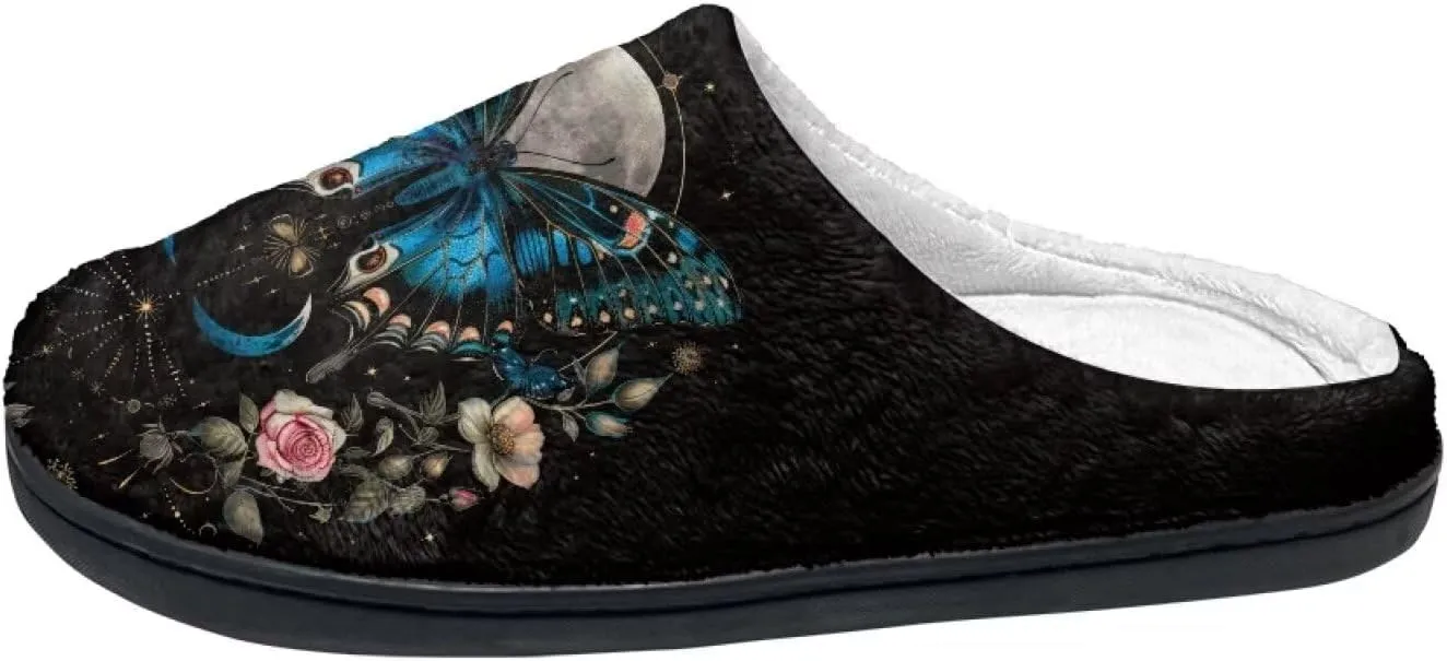 Womens Slippers Warm House Slippers Black Scuff Slippers Slipper On Slippers for Indoor and Outdoor