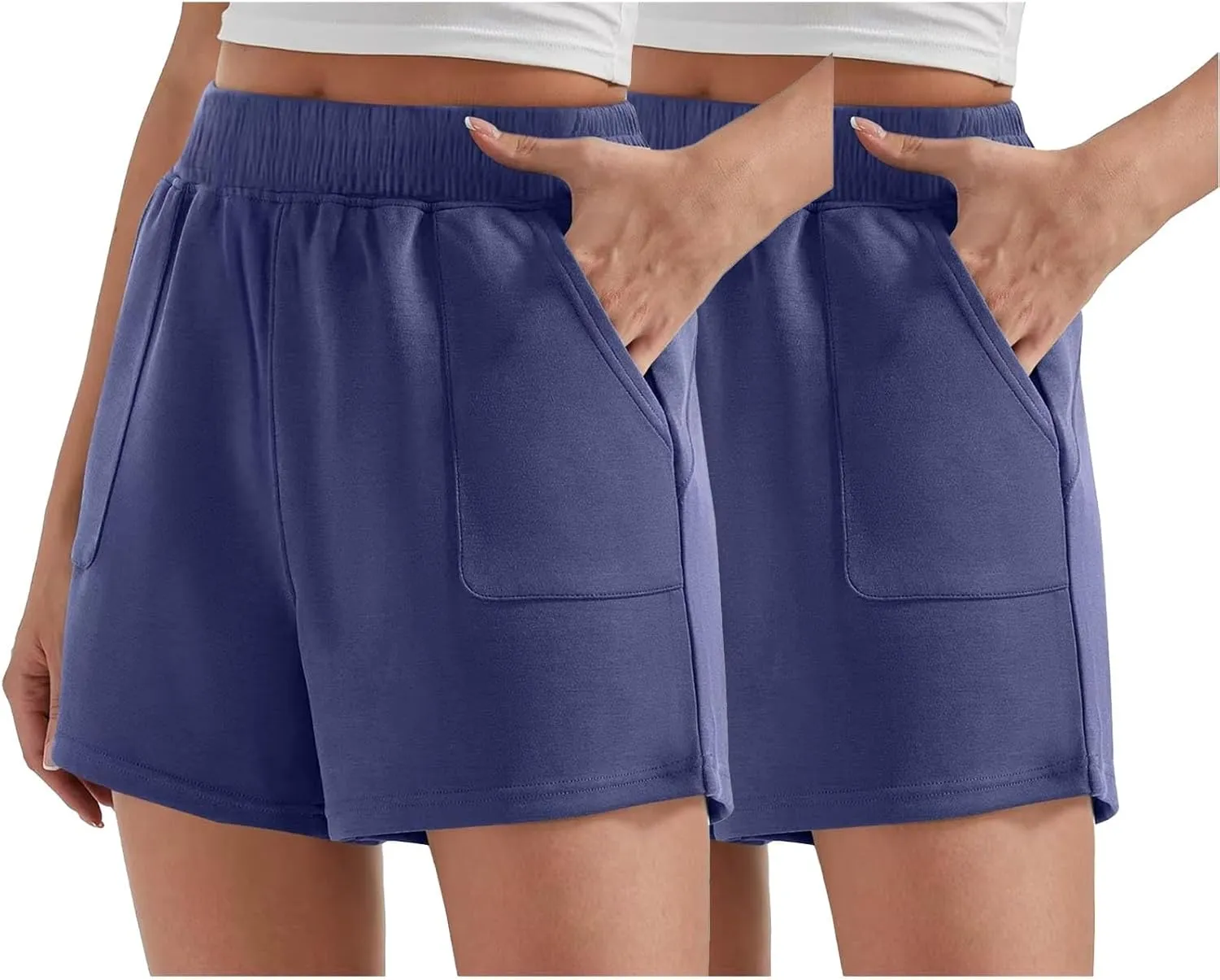 Womens Sweat Shorts 2 Pack Casual Athletic Running 2025 Summer Fashion High Waist with Pocket Comfy Workout Clothing