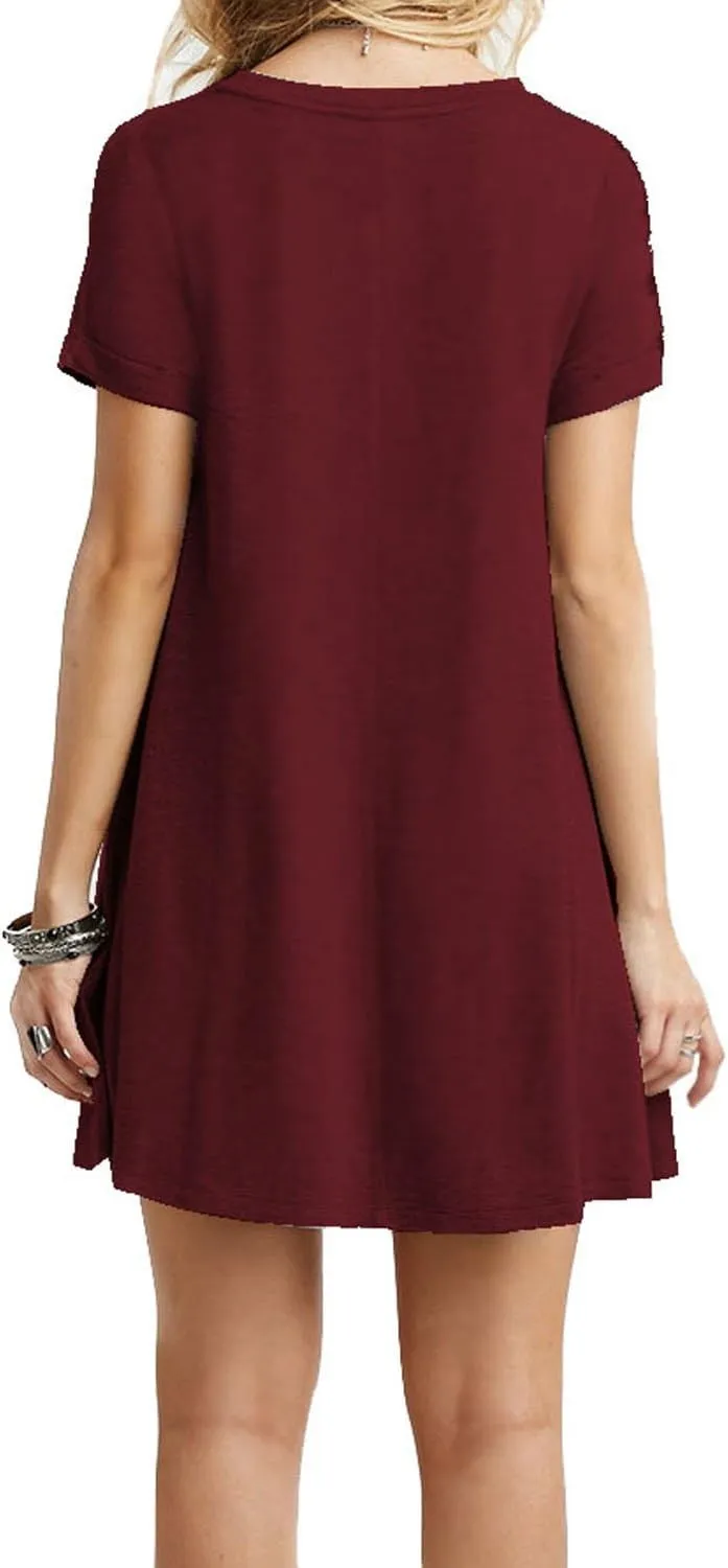 Women's Swing Loose T-Shirt Fit Comfy Casual Flowy Cute Swing Tunic Dress