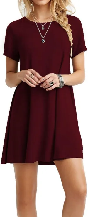 Women's Swing Loose T-Shirt Fit Comfy Casual Flowy Cute Swing Tunic Dress