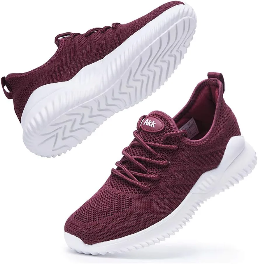 Womens Walking Tennis Shoes - Slip On Memory Foam Lightweight Casual Sneakers for Gym Travel Work