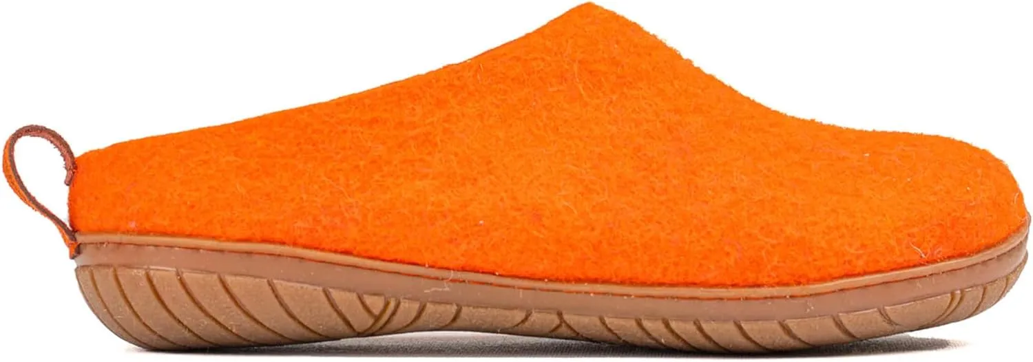 Woolly's Outdoor Open Heel Slippers With Rubber Sole (Orange) - 39 (Standard) | Premium New Zeland Wool | Handcrafted with Italian Design | Soft, Breathable & Ordor Free