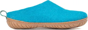 Woolly's Outdoor Open Heel Slippers With Rubber Sole (Turquoise) - 43 (Standard) | Premium New Zeland Wool | Handcrafted with Italian Design | Soft, Breathable & Ordor Free