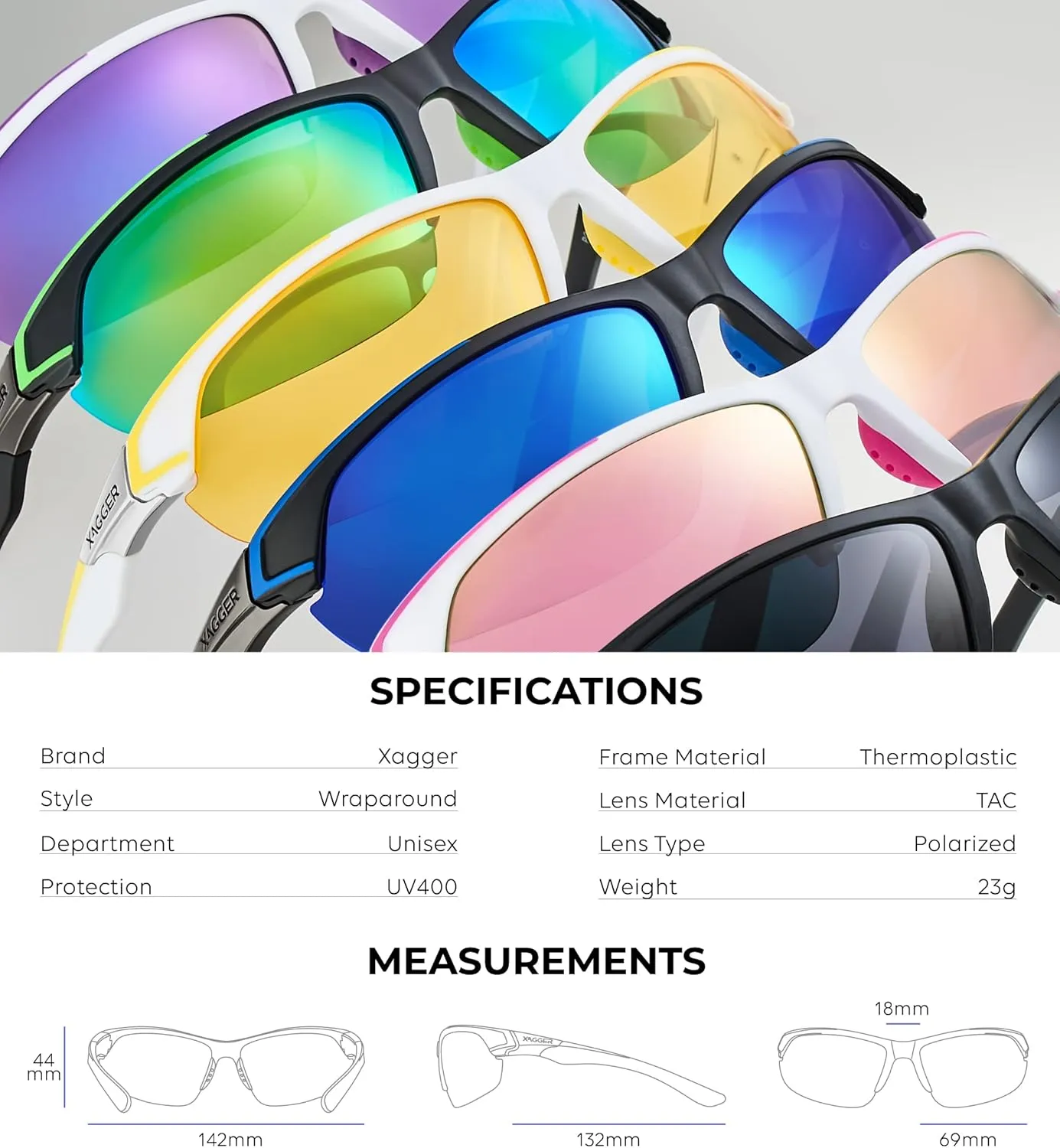 Xagger Polarized Sport Sunglasses for Men Women Wrap Around UV400 Running Baseball Softball Fishing Driving Glasses