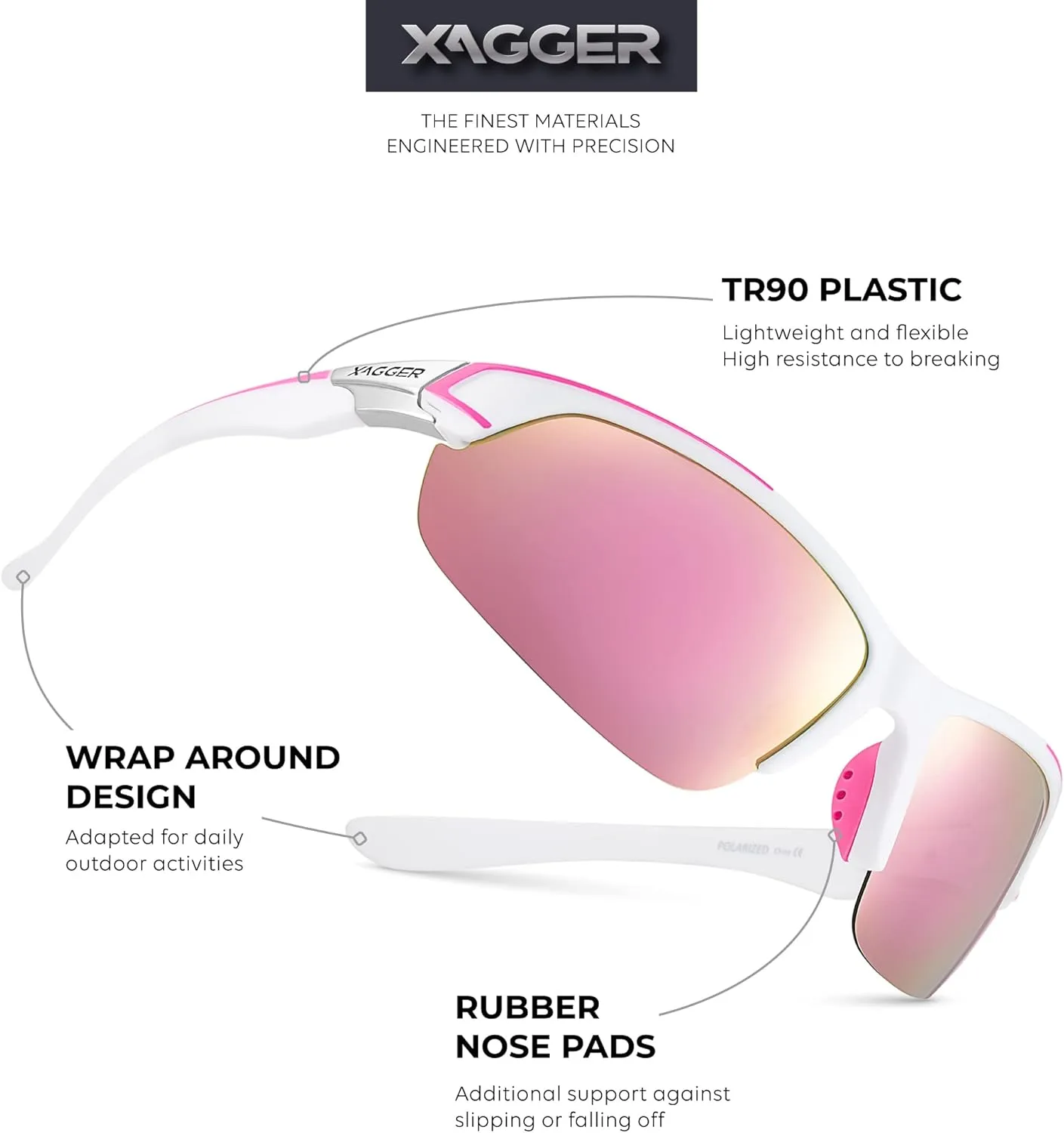 Xagger Polarized Sport Sunglasses for Men Women Wrap Around UV400 Running Baseball Softball Fishing Driving Glasses