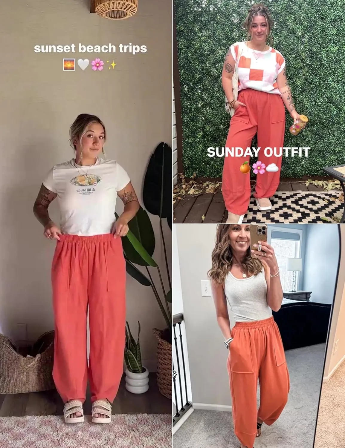 Xiaoxuemeng Womens Baggy Wide Leg Pants Casual Elastic Waisted Palazzo Harem Pants with Pockets