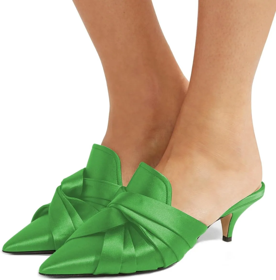 XYD Women Pointed Toe Mule Sandal Pumps Kitten Heel Slip On Slide Dress Slipper Shoes