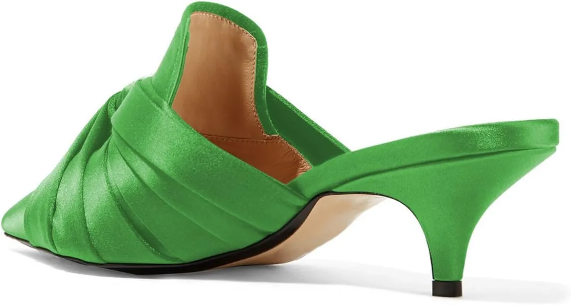 XYD Women Pointed Toe Mule Sandal Pumps Kitten Heel Slip On Slide Dress Slipper Shoes