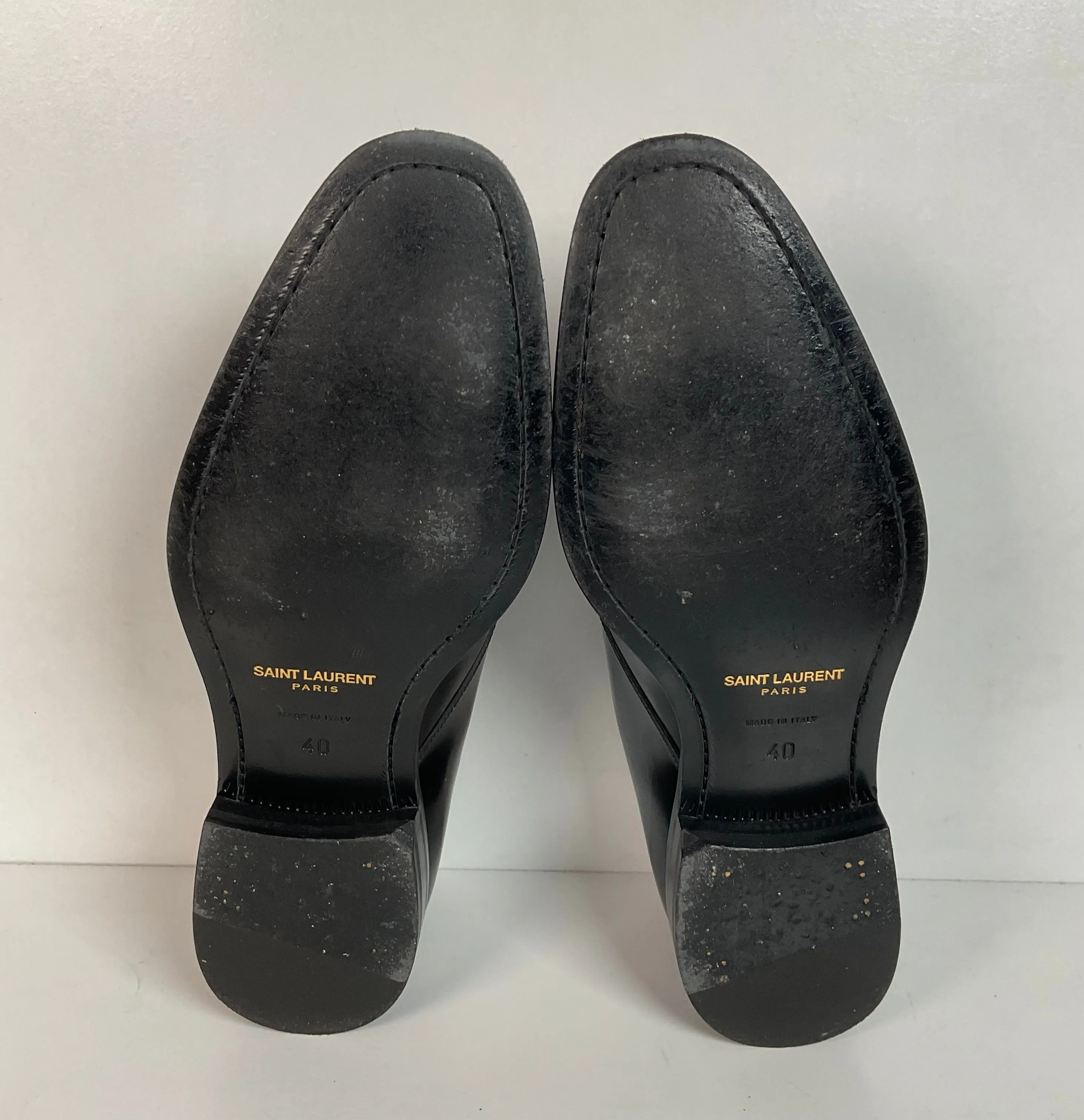 Yves Saint Laurent Paris Patent Leather Derby Loafers 40 EU | 7 US Italy